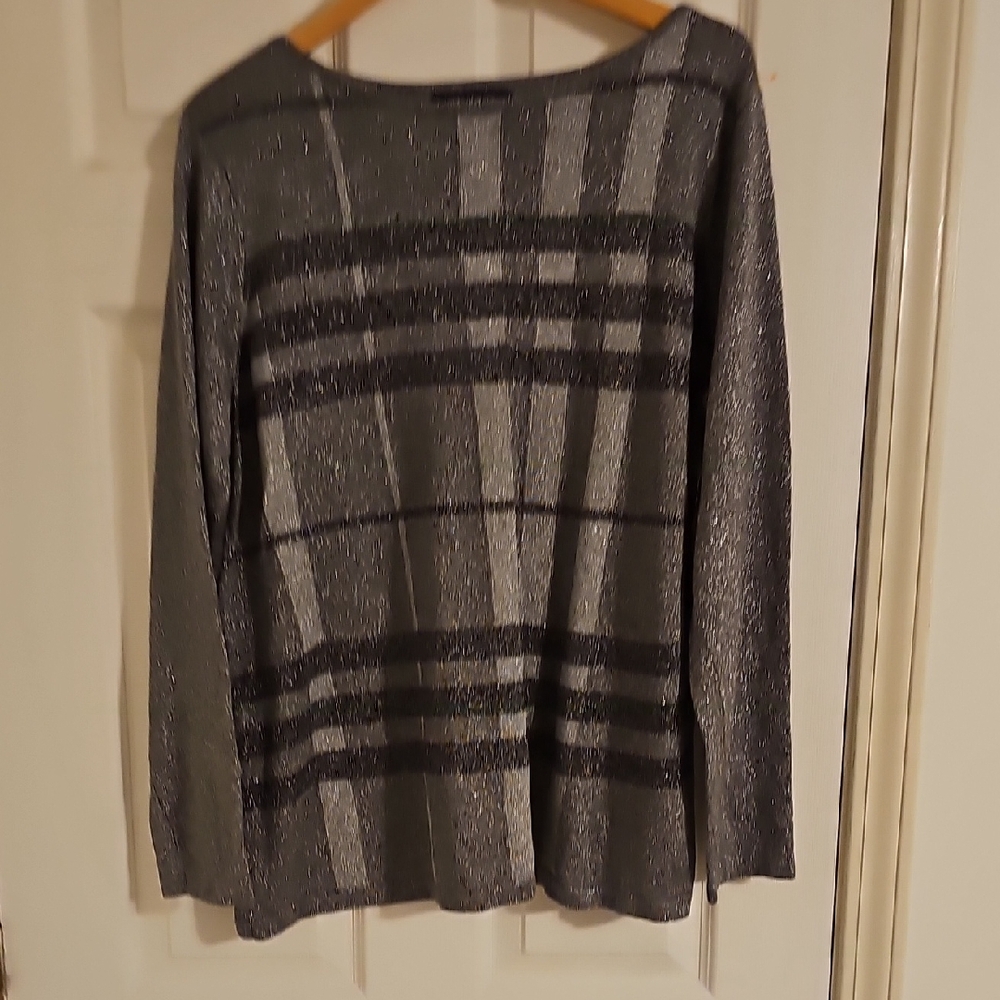 Women's Jones New York Gray Sparkly Long Sleeve Blouse New W/tags